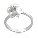 Pearl and CZ Butterfly Ring