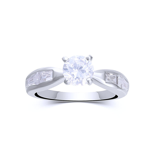 Round CZ Solitaire with Channel Band