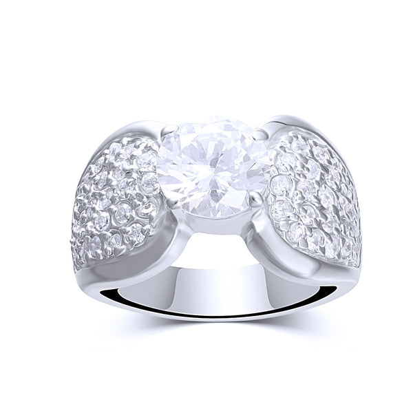 Round 8mm Spoon CZ Ring