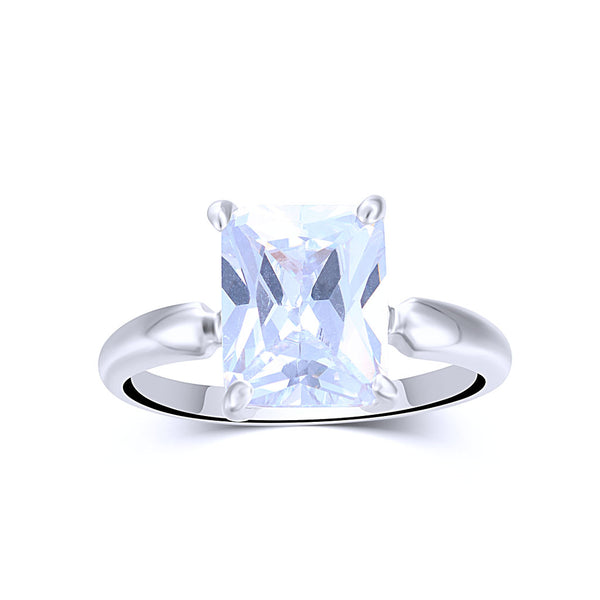 Single Rectangle Stone CZ Ring