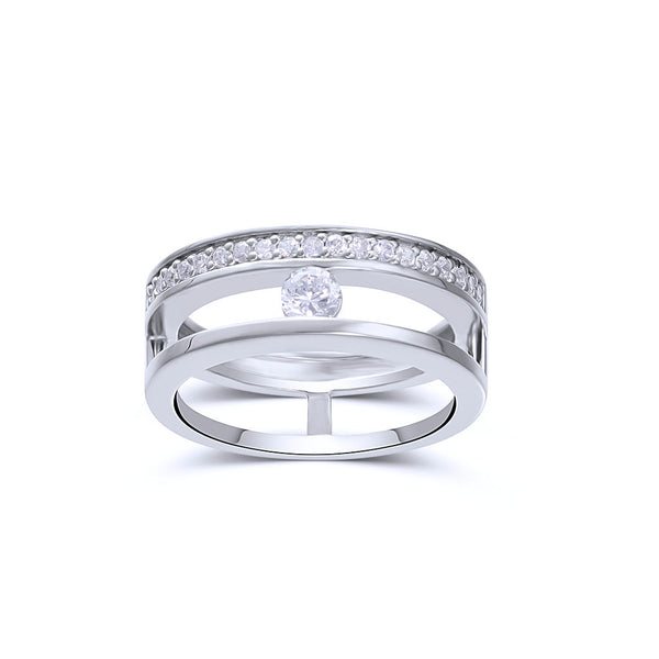 Single CZ Open Band Ring