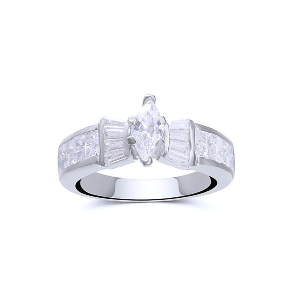 CZ Marquise Baguette Ring