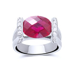 Oval Faceted CZ Ruby Ring