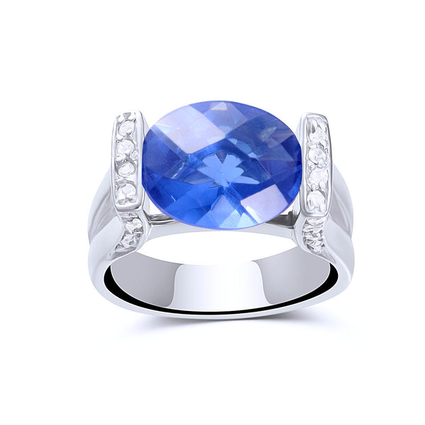 Oval Faceted CZ Blue Tanzanite Ring