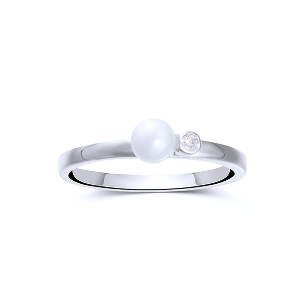 4mm Pearl and CZ Ring