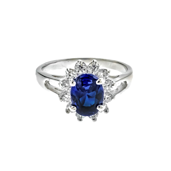 Sapphire and CZ Sunflower Ring