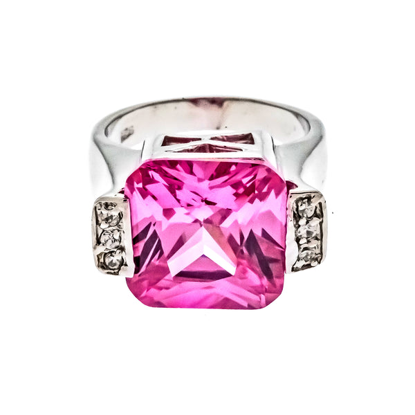Pink Ice Square CZ Ring
