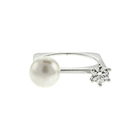 Pearl and CZ Square Ring