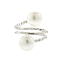 Two Pearl Spiral Ring