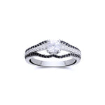 Black and White Swirl Solitaire Ring