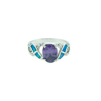 Blue Opal and Amethyst Oval Ring