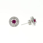 Ruby Micro Pave Halo Earrings