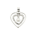 CZ and Pearl Double Heart Pendant