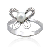 CZ and Pearl Butterfly Ring