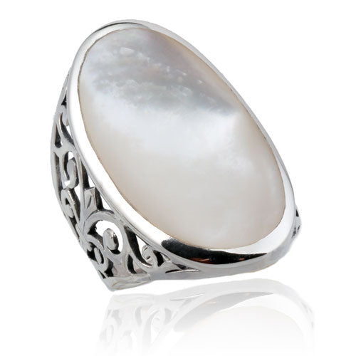 Oval White Shell Ring