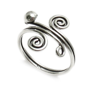 Three Swirl and Bead Toe Ring
