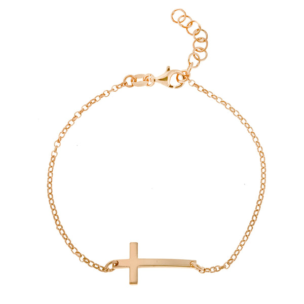 Rose Gold Sideways Cross Bracelet